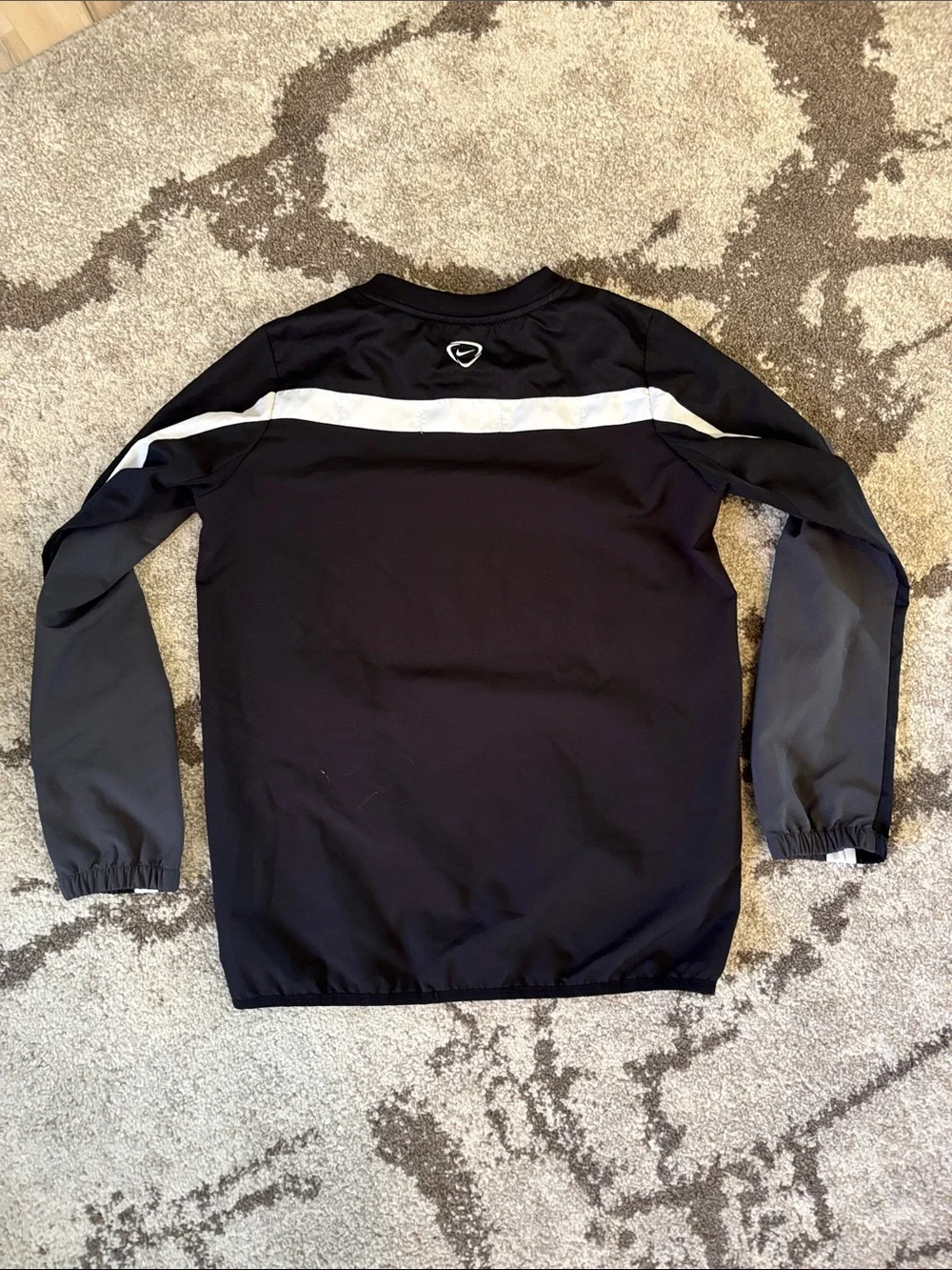 Nike Dri-Fit Black and Gray Long Sleeve Athletic Pullover with White Stripe